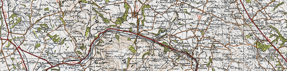 Old map of Bryn Sion in 1947