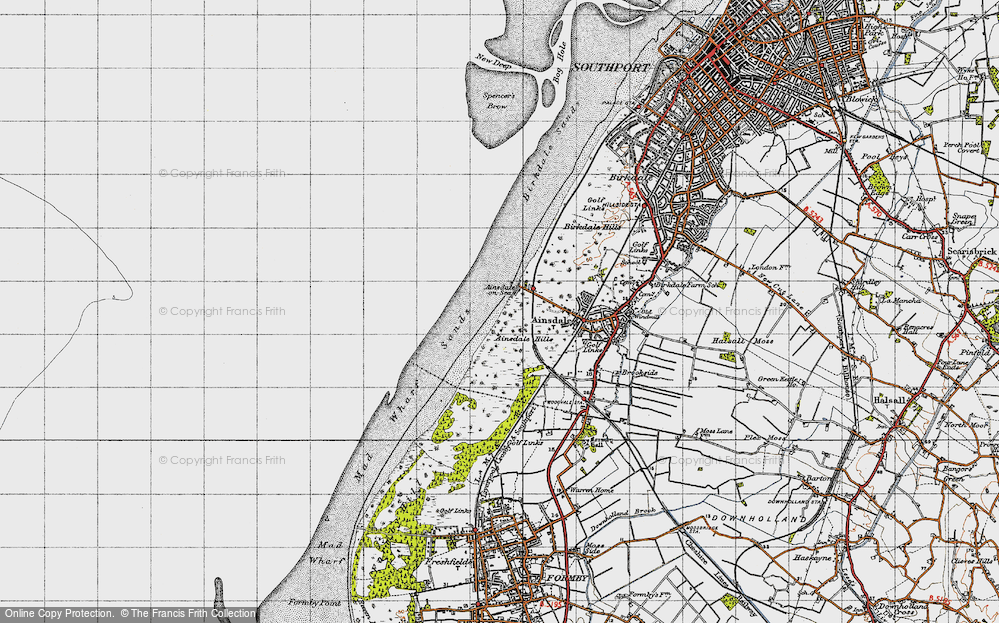 Old Map of Historic Map covering Ainsdale Hills in 1947