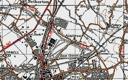 Old map of Aintree in 1947