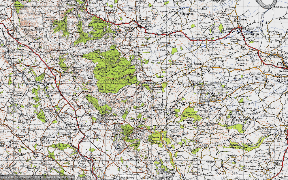 Old Map of Historic Map covering Aisholt Wood in 1946