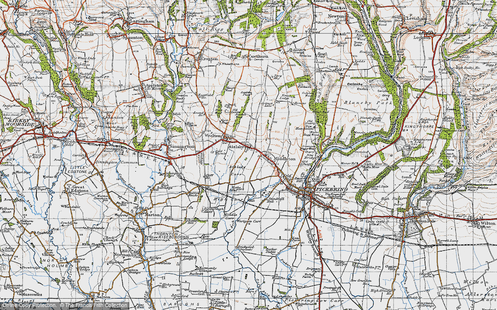 Old Map of Historic Map covering Aislaby Carr in 1947