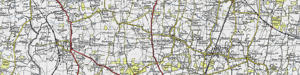 Old map of Albourne in 1940
