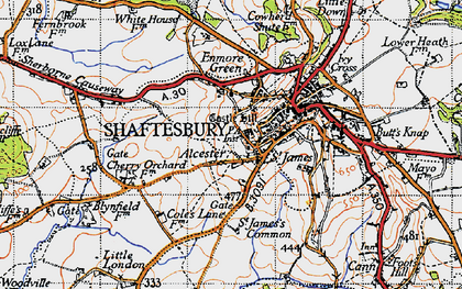 Old map of Alcester in 1945