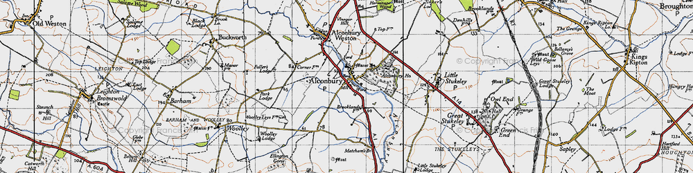 Old map of Alconbury in 1946