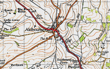 Old map of Aldbourne in 1947