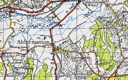 Old map of Aldermaston in 1945