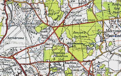 Old map of Aldermaston Soke in 1945