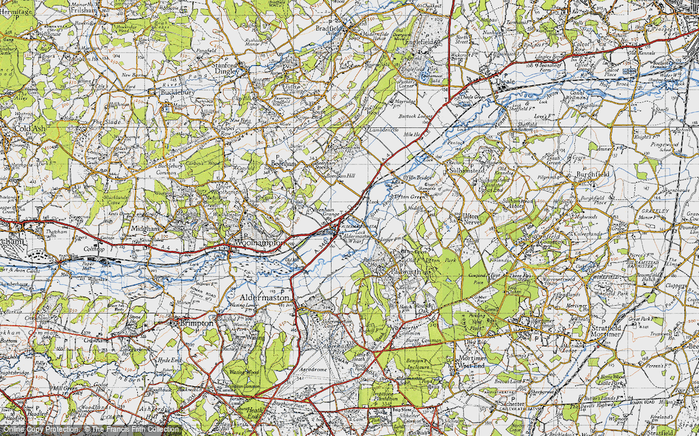 Old Map of Aldermaston Wharf, 1945 in 1945
