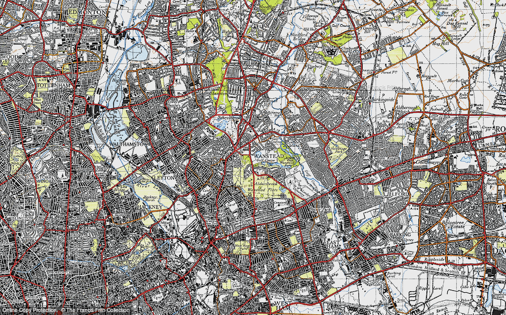 Old Map of Historic Map covering Wanstead Park in 1946