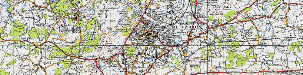 Old map of Aldershot in 1940