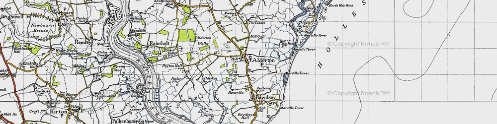 Old map of Alderton in 1946