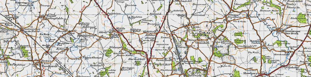 Old map of Alderton in 1947