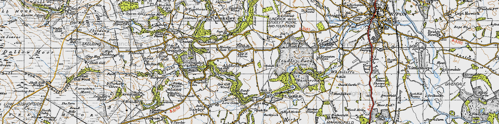 Old map of Fountains Abbey in 1947