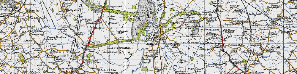 Old map of Aldford Brook in 1947