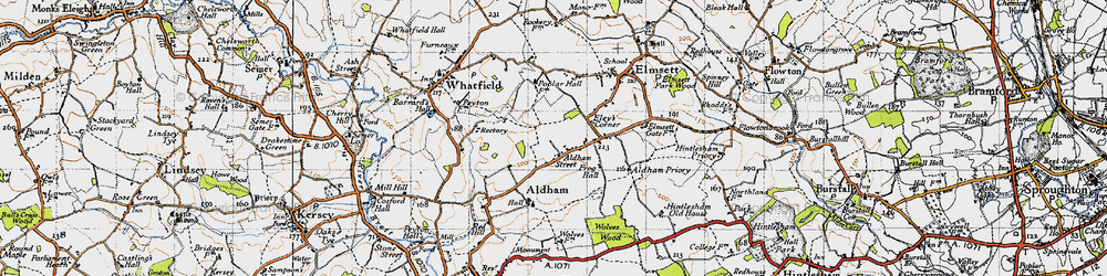 Old map of Aldham in 1946