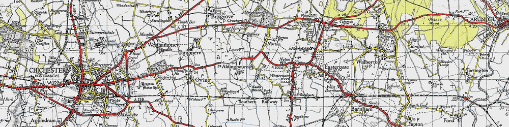Old map of Aldingbourne in 1945