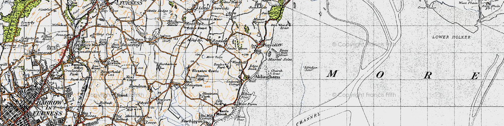 Old map of Aldingham in 1947