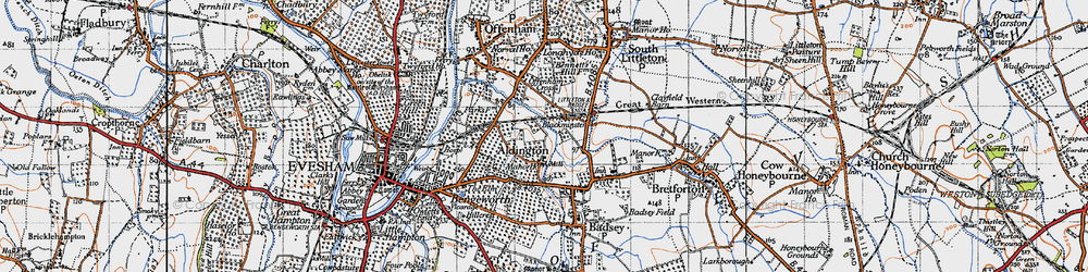 Old map of Aldington in 1946