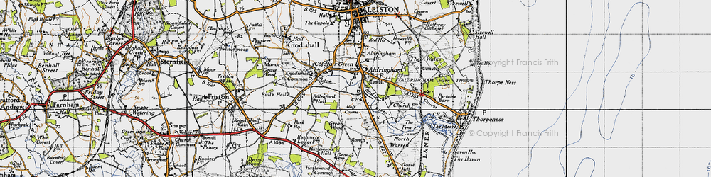 Old map of Aldringham in 1946