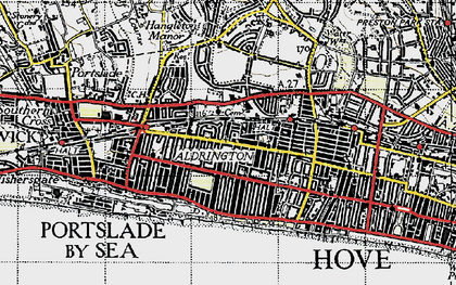Old map of Aldrington in 1940