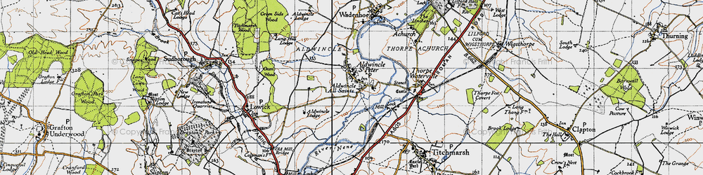 Old map of Aldwincle in 1946