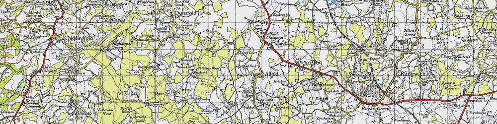 Old map of Alfold in 1940