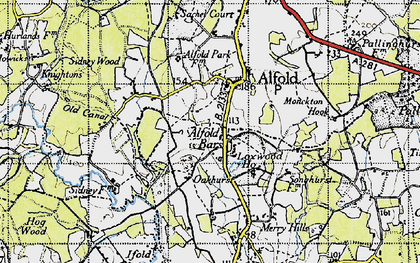 Old map of Alfold Bars in 1940