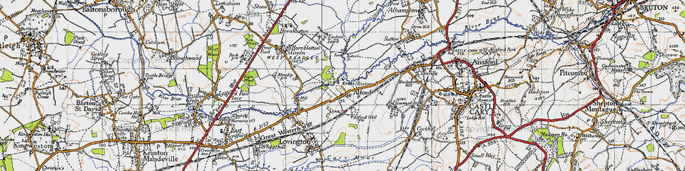 Old map of Bolter's Bridge in 1945