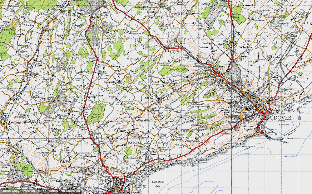 Old Map of Alkham, 1947 in 1947