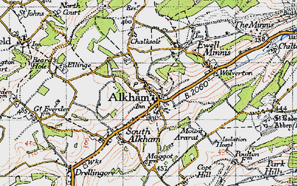 Old map of Alkham in 1947