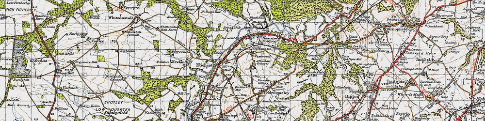 Old map of Allendale Cottages in 1947