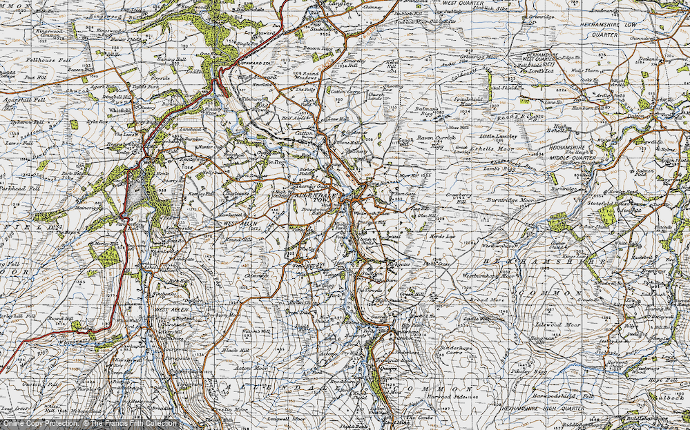Old Map of Historic Map covering Wooley in 1947