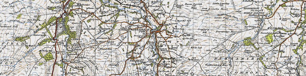 Old map of Allendale Town in 1947