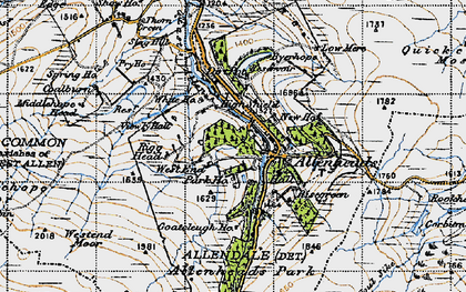 Old map of Allenheads in 1947