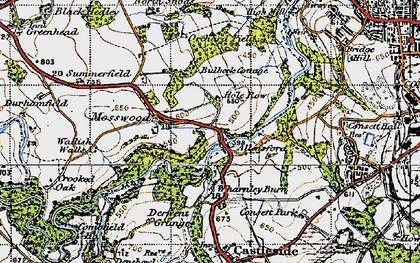 Old map of Wharnley Burn in 1947