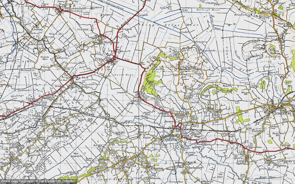 Old Map of Aller, 1945 in 1945