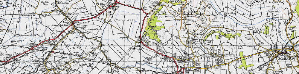 Old map of Aller in 1945