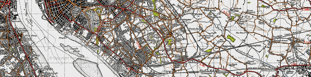 Old map of Allerton in 1947