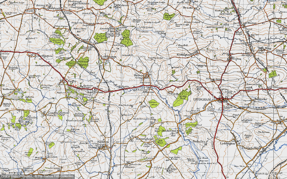 Old Map of Historic Map covering Allexton Lodge in 1946