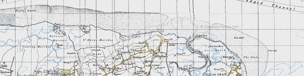 Old map of Allhallows-on-Sea in 1946