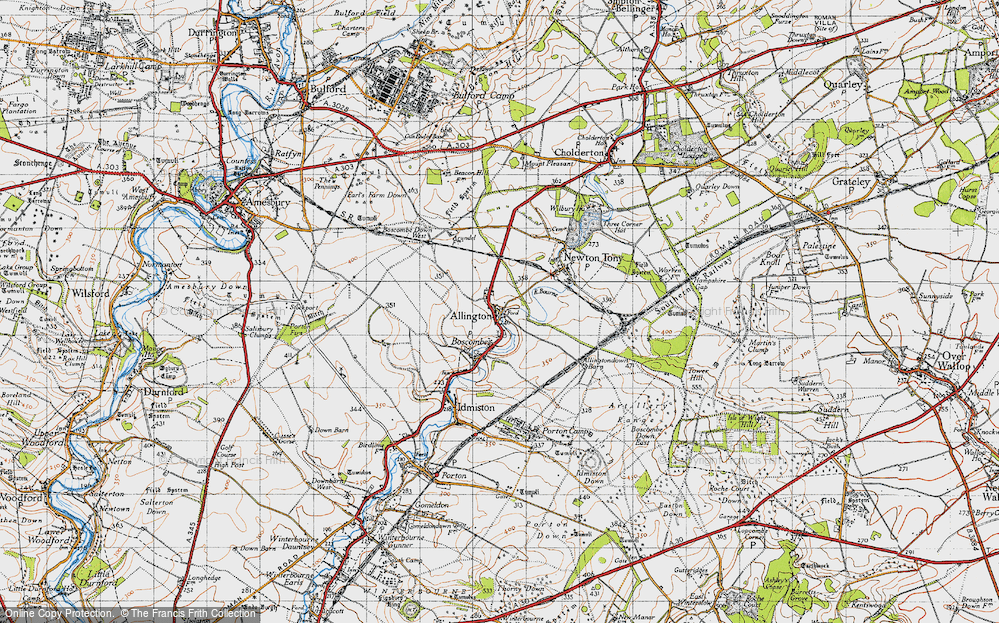 Old Map of Historic Map covering Boscombe Down Airfield in 1940