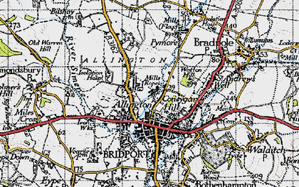 Old map of Allington in 1945