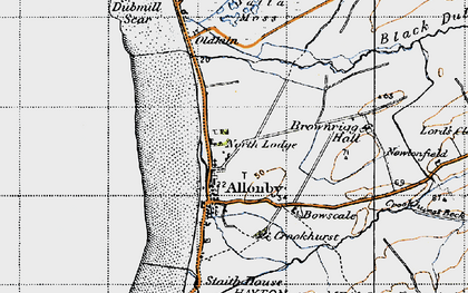 Old map of Allonby in 1947