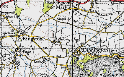 Old map of Allowenshay in 1945