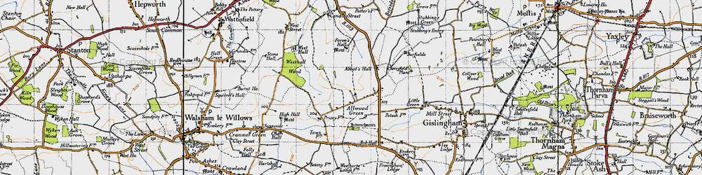 Old map of Allwood Green in 1946