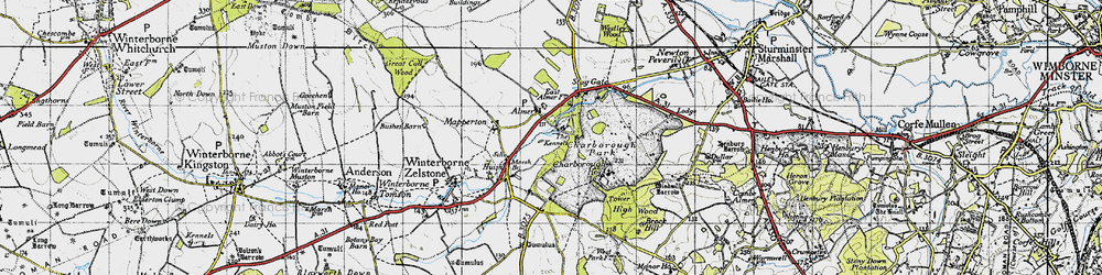 Old map of Charborough Park in 1940