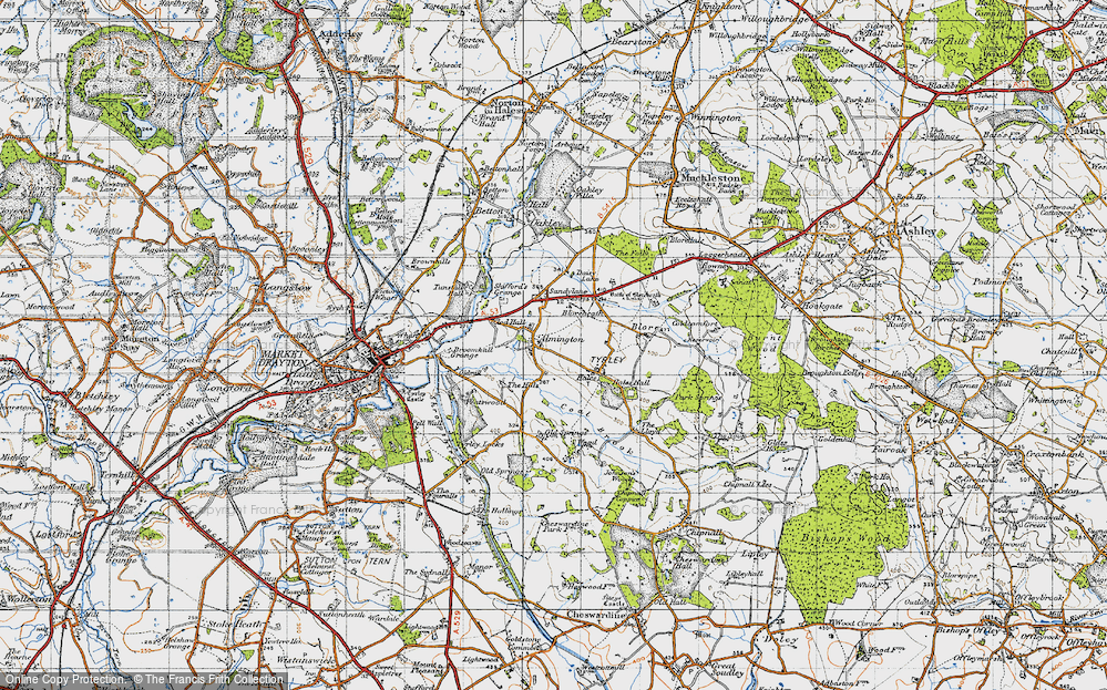 Old Map of Historic Map covering Peatswood in 1946