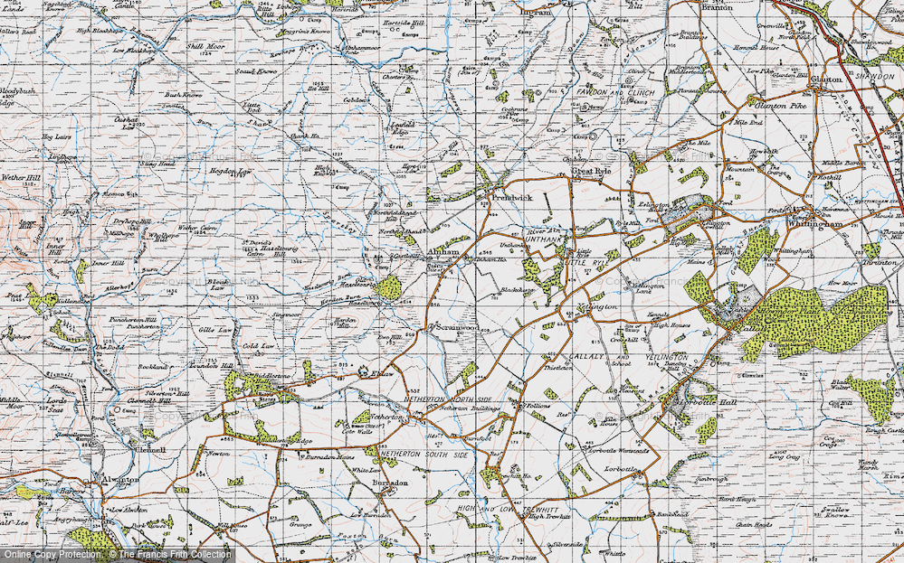 Old Map of Alnham, 1947 in 1947
