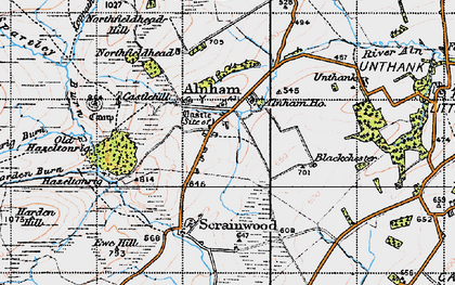 Old map of Alnham Ho in 1947