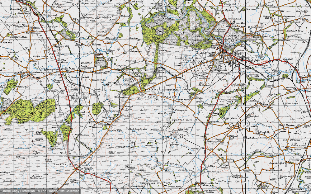 Old Map of Alnwick Moor or Aydon Forest (Outer), 1947 in 1947